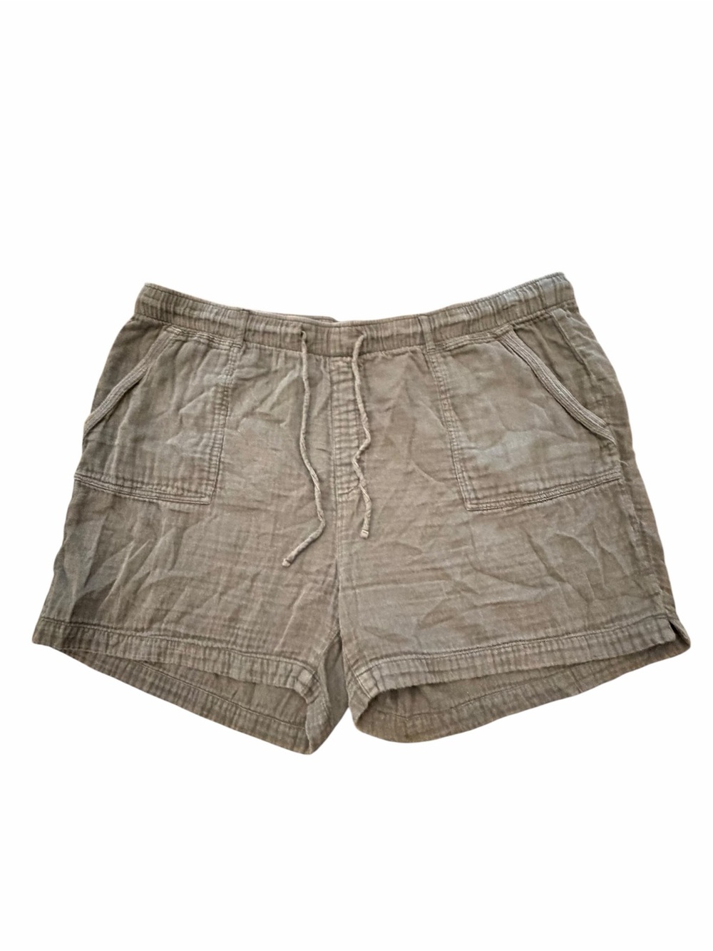 Old Navy High-Waisted Cotton Twill Shorts Drawstring Gray Black Panther‎ XXL